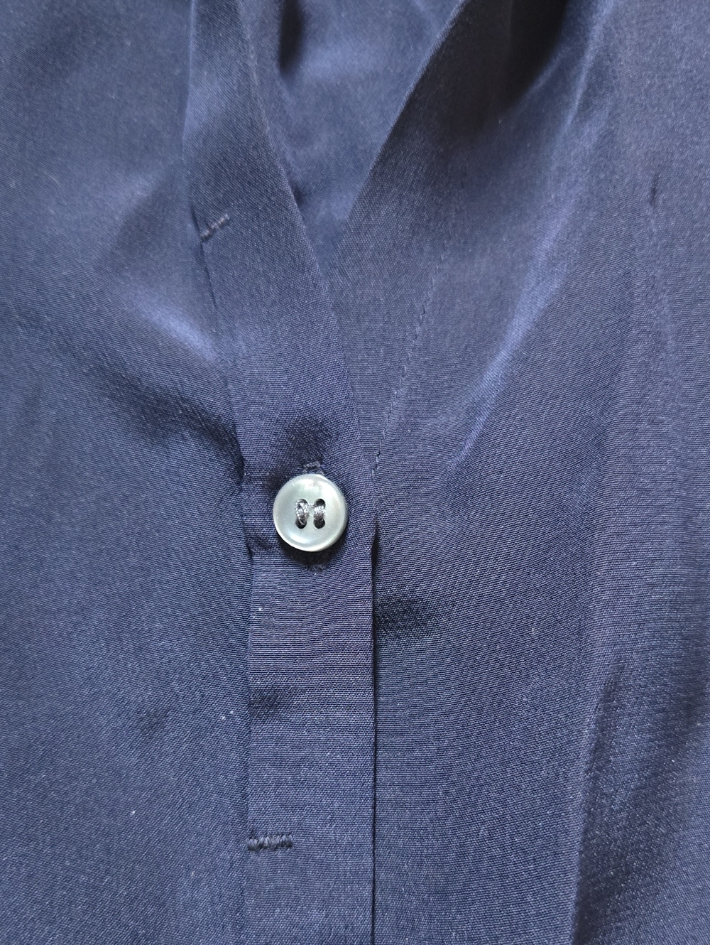 J Crew Navy Silk Business Casual Button-down Shirt Short Sleeve 💫 - Picture 2 of 5